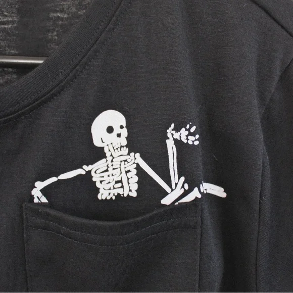 Black Crop Top with Skeleton Design - Picture 3 of 4